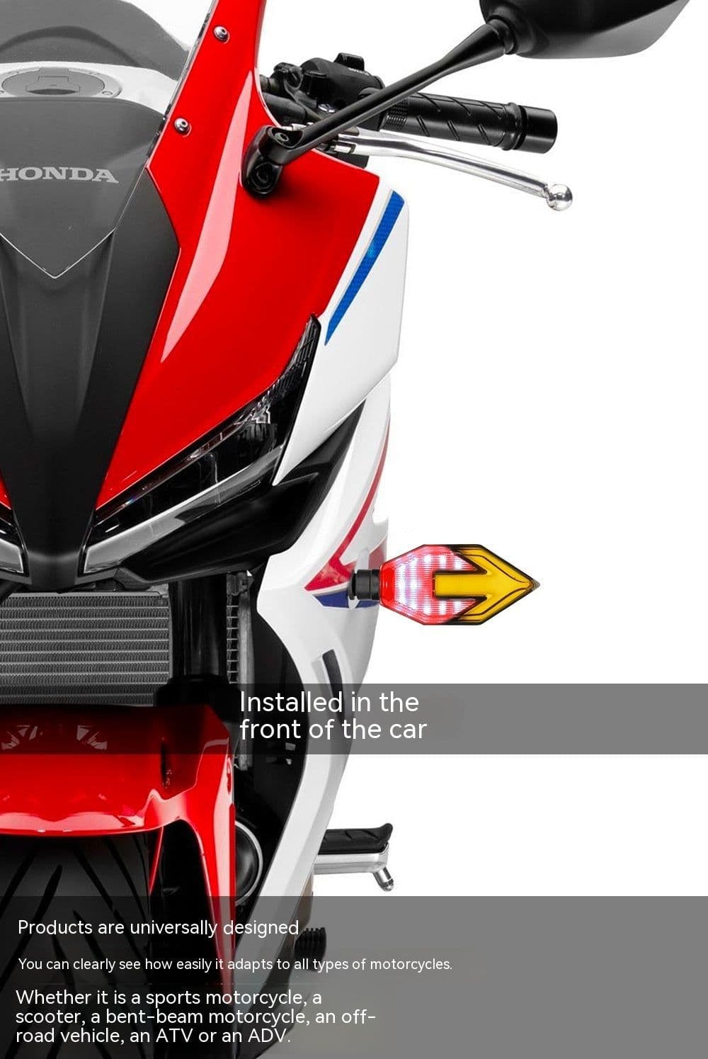 image-Motorcycle Arrow-shaped Light Guide Two-color LED Turn Signal Daytime Running Lamp