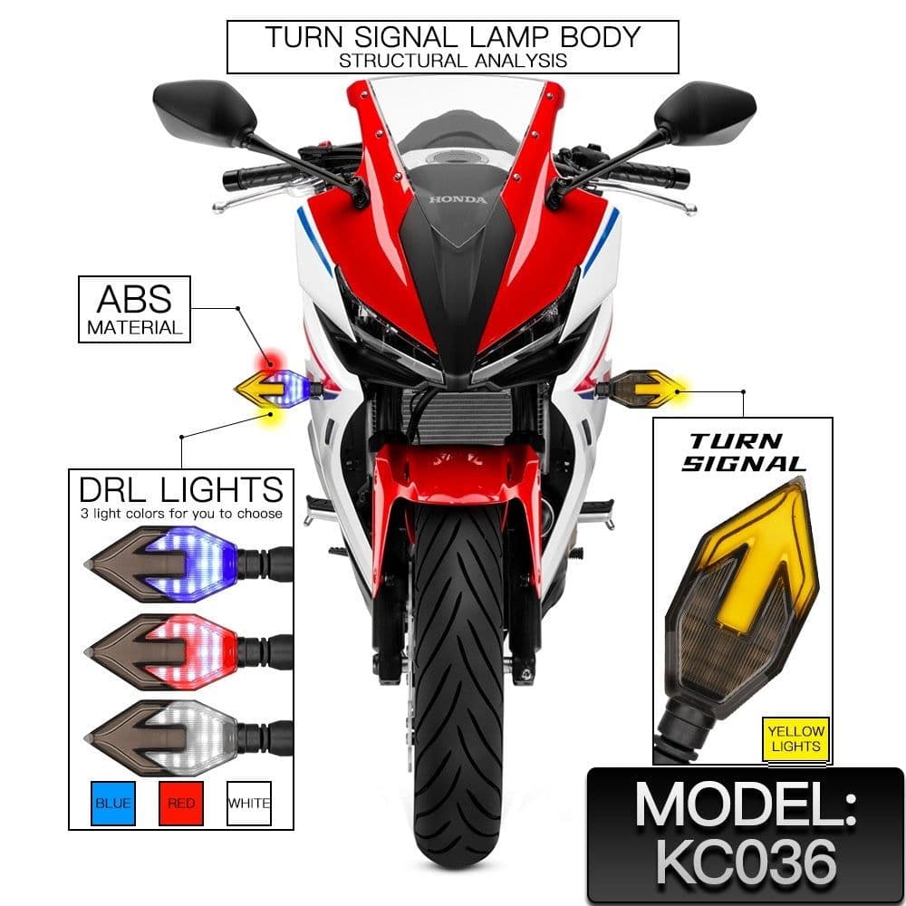 image-Motorcycle Arrow-shaped Light Guide Two-color LED Turn Signal Daytime Running Lamp