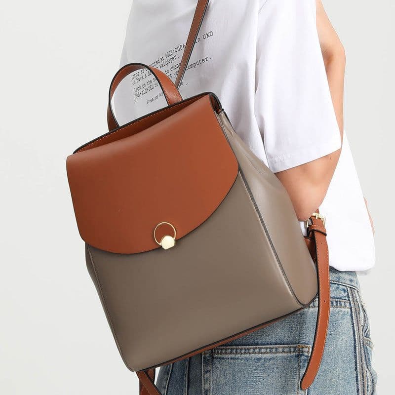 image-Women's New Large Capacity Leather Backpack