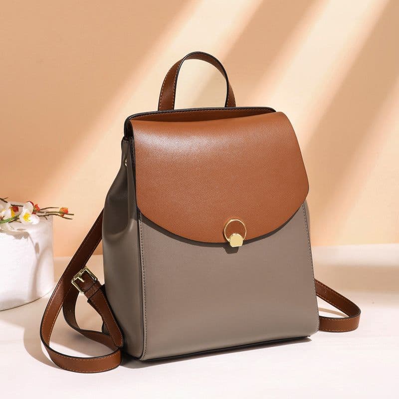 image-Women's New Large Capacity Leather Backpack