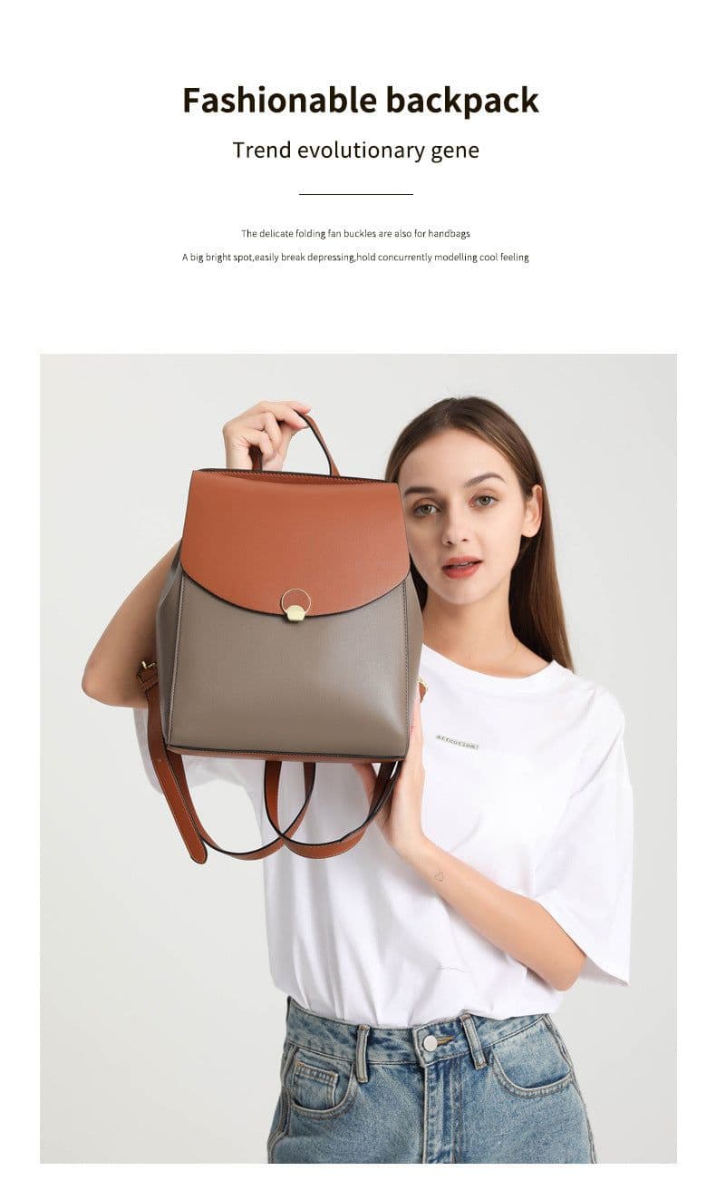 image-Women's New Large Capacity Leather Backpack