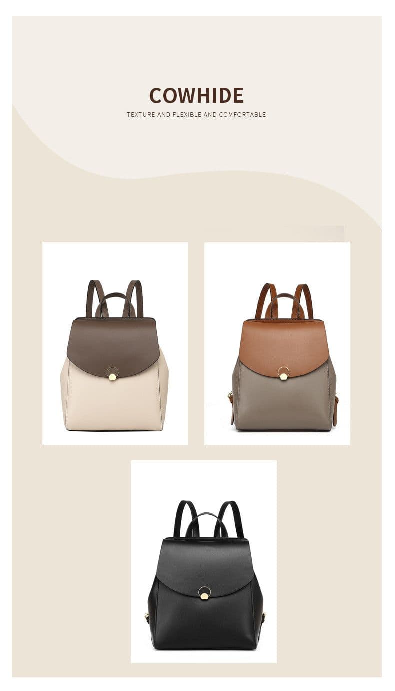 image-Women's New Large Capacity Leather Backpack