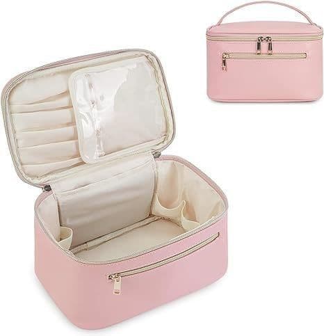 image-Women's Leather PU Cosmetic Bag Portable Large Capacity Multifunctional Waterproof