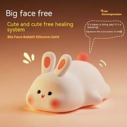 image-Cute LED Night Light Touch Sensor Cartoon Kid's Nightlights Big Face Rabbit Silicone Night Light Christmas Gift Bedside Lamp Home Decor