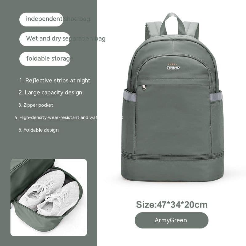 image-Gym Bag Women's Dry Wet Separation Waterproof Buggy Bag Swimming Sport Climbing Travel Backpack Shoe Warehouse Travel Backpack