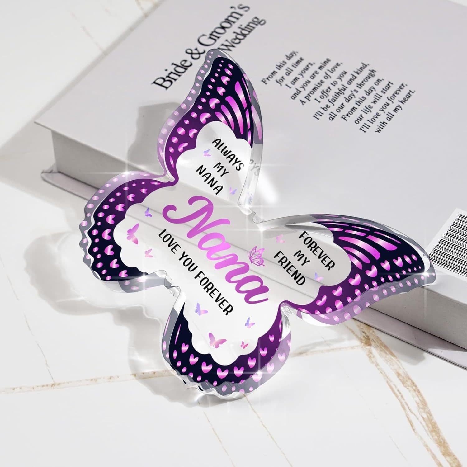image-Mother's Day Gifts For Mom Grandma Nana DIY Unique Mom Birthday Gift Ideas Butterfly-Shaped Acrylic Keepsake Gifts For Mothers Day