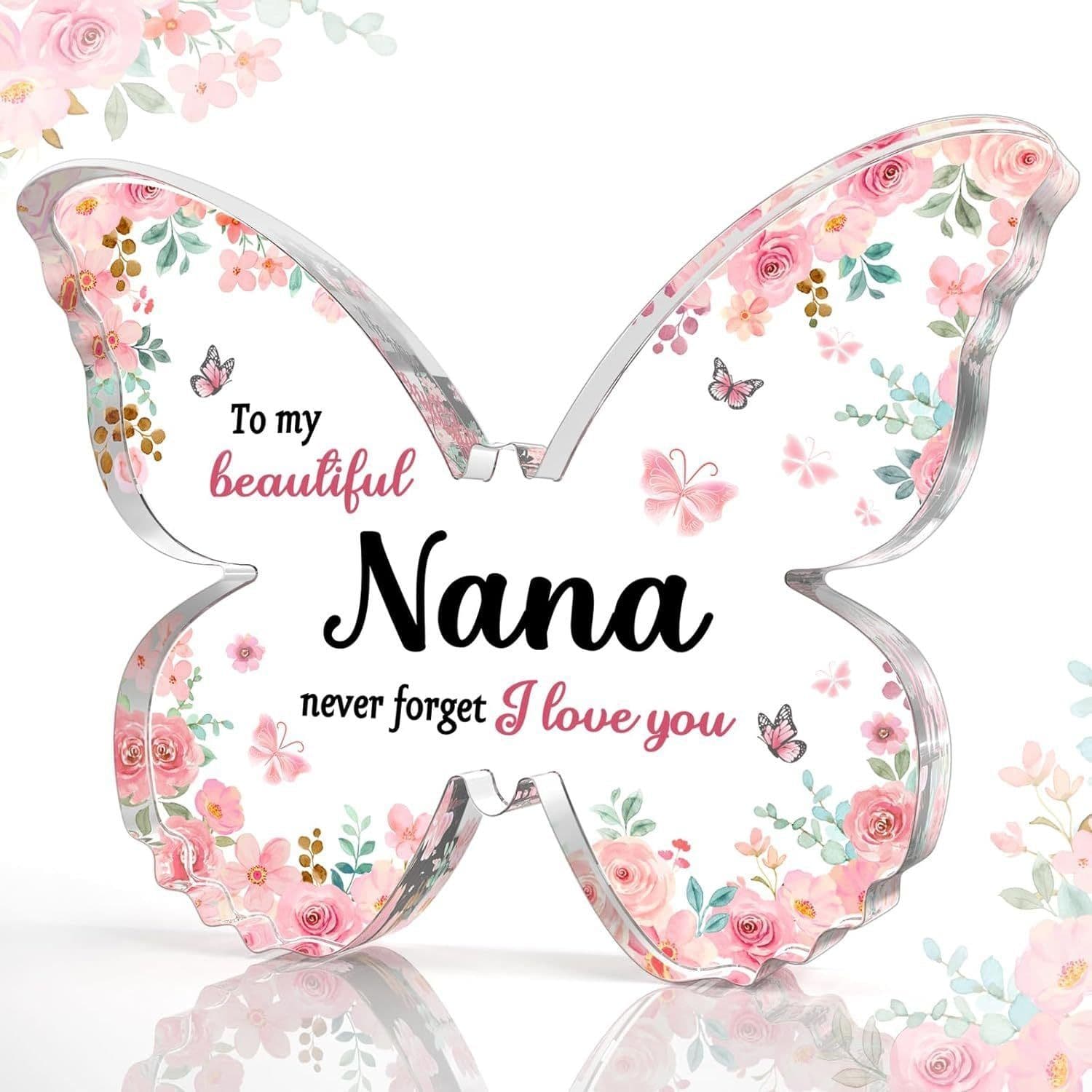 image-Mother's Day Gifts For Mom Grandma Nana DIY Unique Mom Birthday Gift Ideas Butterfly-Shaped Acrylic Keepsake Gifts For Mothers Day