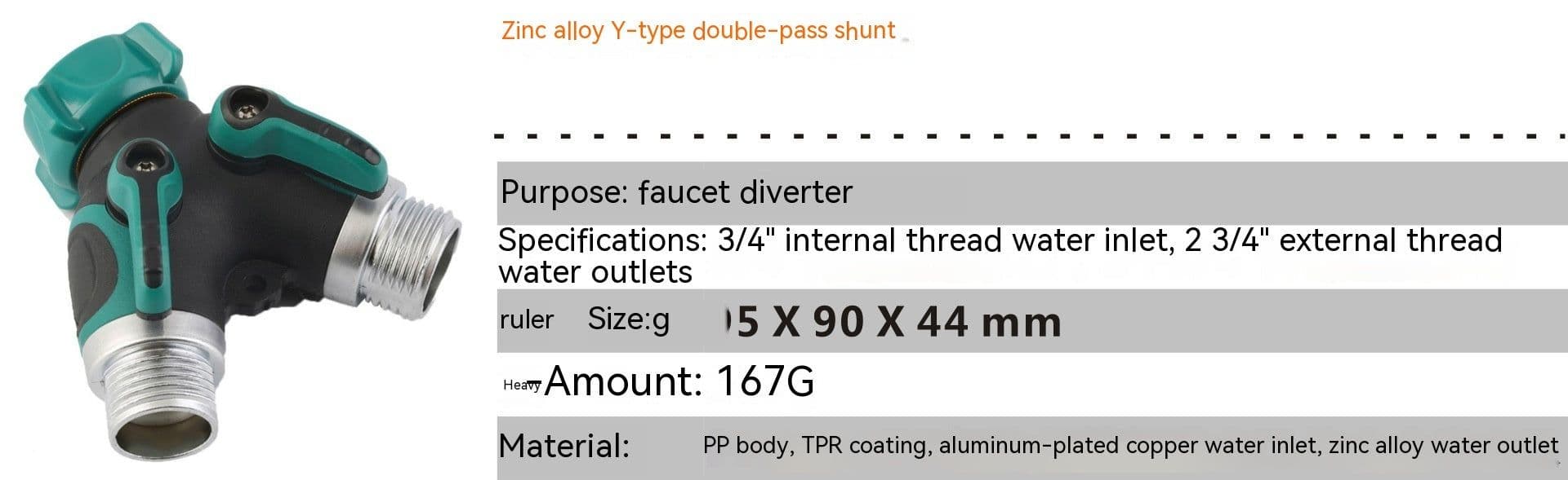image-Garden Zinc Copper Alloy 6-point Double Pass Ball Valve Diverter