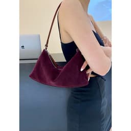 image-Niche Suede Underarm Baguette Retro Matte Top-grain Leather Shoulder Bag Handbag