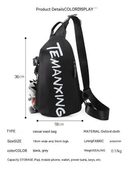 image-Chest Sports Student Shoulder All-match Boys Waist Bag Crossbody Small Female Messenger Bag Men