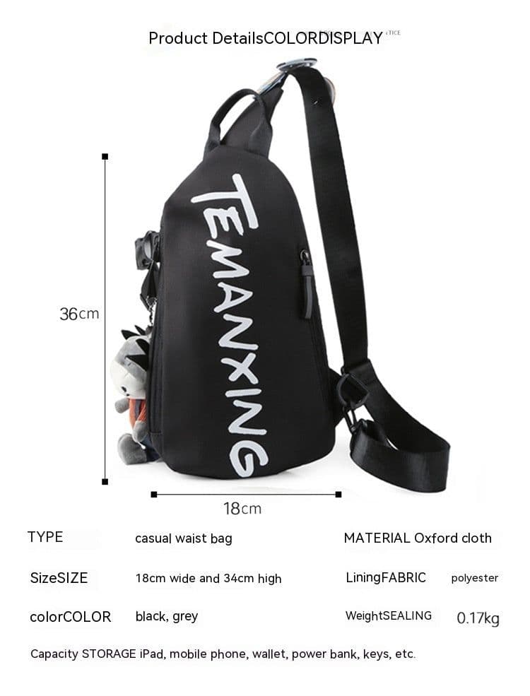 image-Chest Sports Student Shoulder All-match Boys Waist Bag Crossbody Small Female Messenger Bag Men