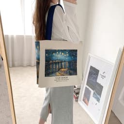 image-Van Gogh Museum Starry Sky On The Rhona River Zip Canvas Bag