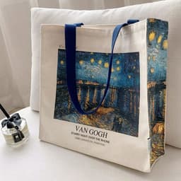 image-Van Gogh Museum Starry Sky On The Rhona River Zip Canvas Bag