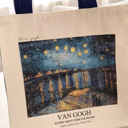 image-Van Gogh Museum Starry Sky On The Rhona River Zip Canvas Bag