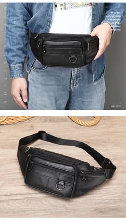 image-Leather Phone Belt Men's Multifunctional Chest Bag Crossbody