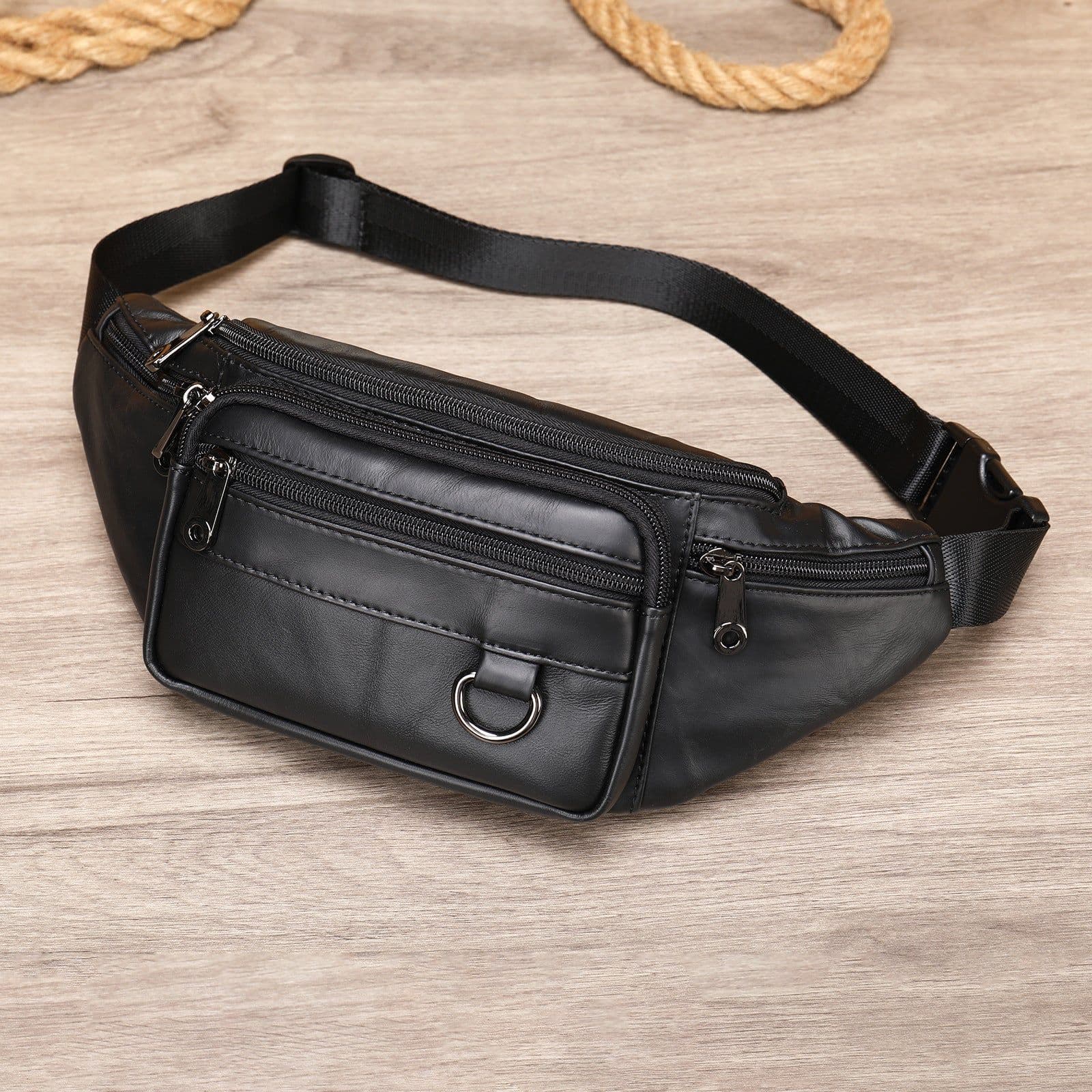 image-Leather Phone Belt Men's Multifunctional Chest Bag Crossbody