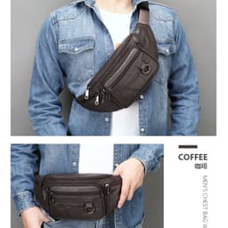 image-Leather Phone Belt Men's Multifunctional Chest Bag Crossbody