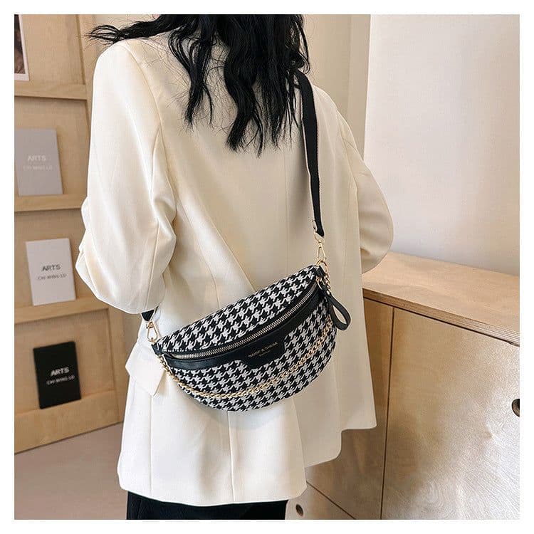 image-Women's Fashion Houndstooth Chest Bag Shoulder Bag