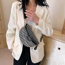 image-Women's Fashion Houndstooth Chest Bag Shoulder Bag