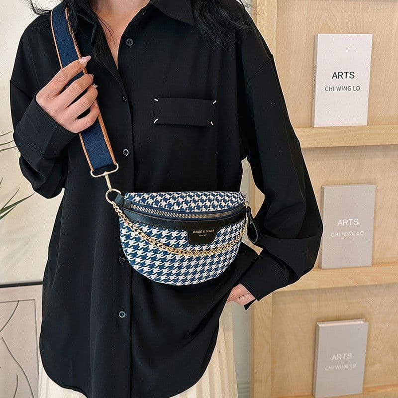 image-Women's Fashion Houndstooth Chest Bag Shoulder Bag