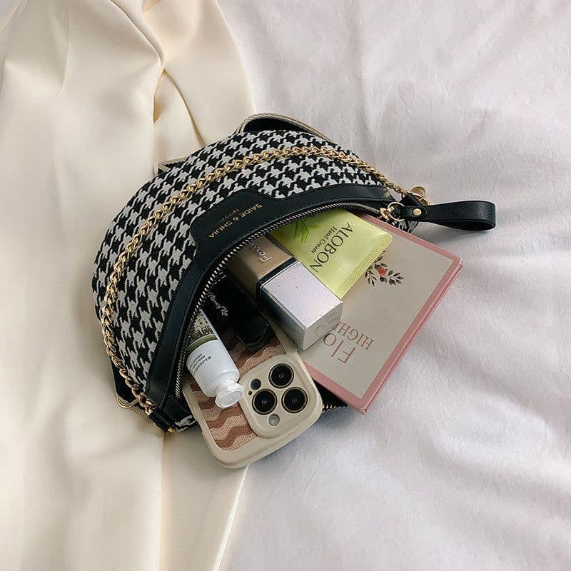 image-Women's Fashion Houndstooth Chest Bag Shoulder Bag