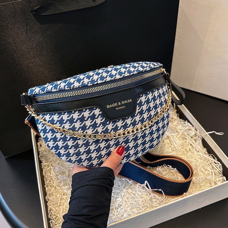 image-Women's Fashion Houndstooth Chest Bag Shoulder Bag
