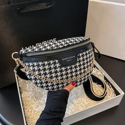 image-Women's Fashion Houndstooth Chest Bag Shoulder Bag