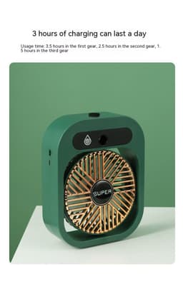 image-Air Conditioning Fan Desk Misting Fan Air Cooler Cooling USB Rechargeable Humidifier Portable Spray Fan With 3 Wind Speeds For Home