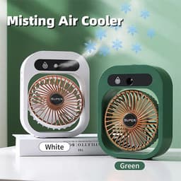 image-Air Conditioning Fan Desk Misting Fan Air Cooler Cooling USB Rechargeable Humidifier Portable Spray Fan With 3 Wind Speeds For Home
