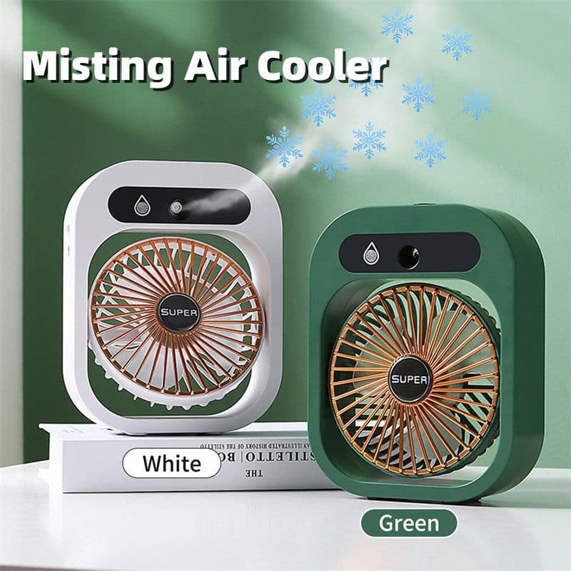 image-Air Conditioning Fan Desk Misting Fan Air Cooler Cooling USB Rechargeable Humidifier Portable Spray Fan With 3 Wind Speeds For Home