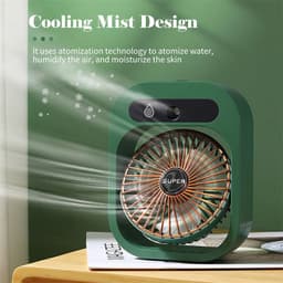 image-Air Conditioning Fan Desk Misting Fan Air Cooler Cooling USB Rechargeable Humidifier Portable Spray Fan With 3 Wind Speeds For Home
