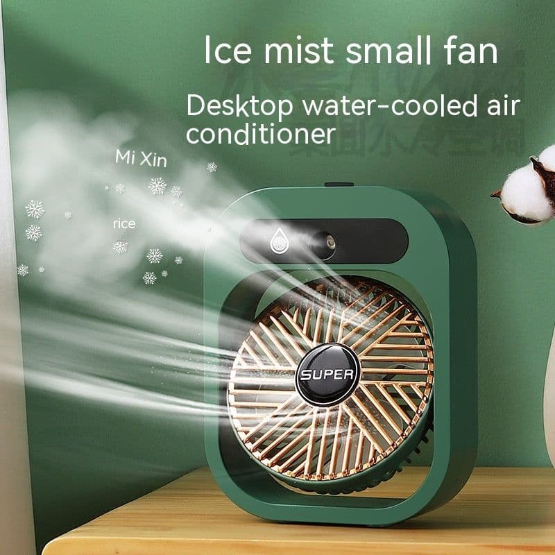 image-Air Conditioning Fan Desk Misting Fan Air Cooler Cooling USB Rechargeable Humidifier Portable Spray Fan With 3 Wind Speeds For Home