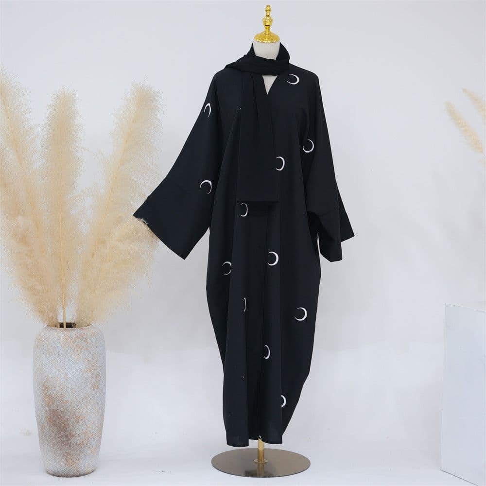 image-Dubai Middle East Turkey Dubai Moon Embroidery Elegant Cardigan Robe