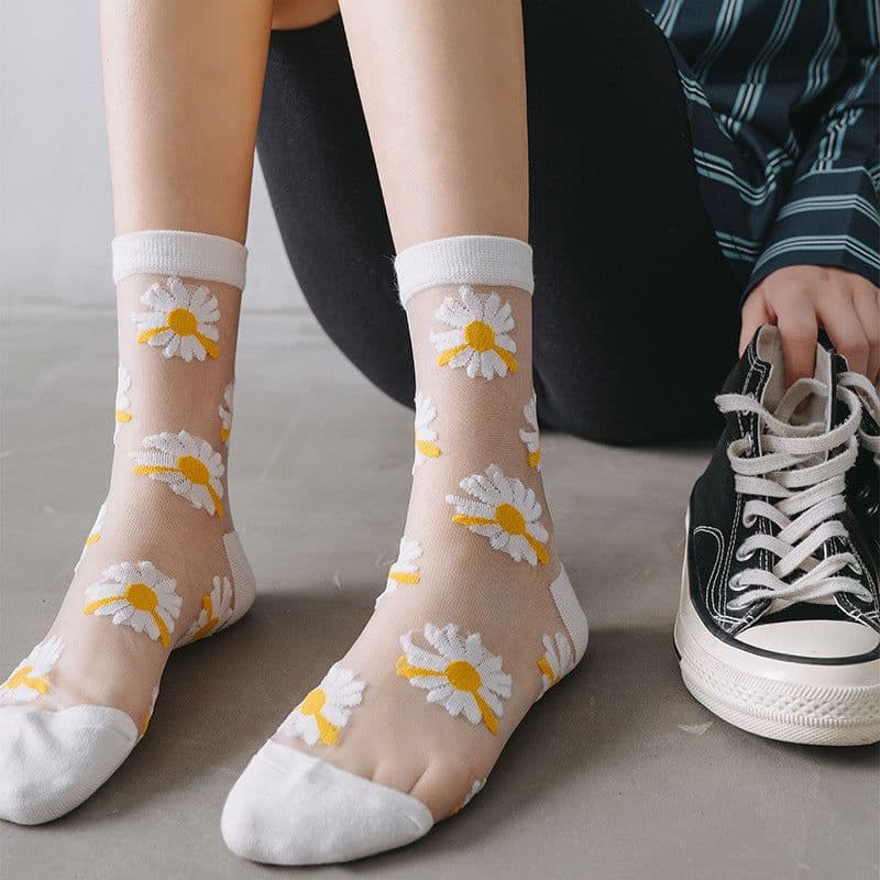 image-Little Daisy Glass Stockings Women's Middle Tube