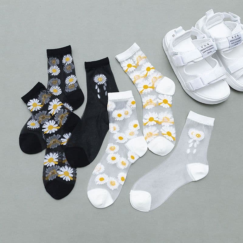 image-Little Daisy Glass Stockings Women's Middle Tube