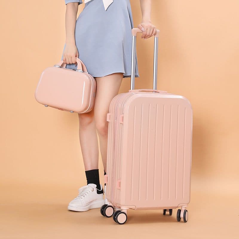 image-Luggage Female Student Trolley Case Travel Password Suitcase Male Candy Color Leather Case Suitcase Set