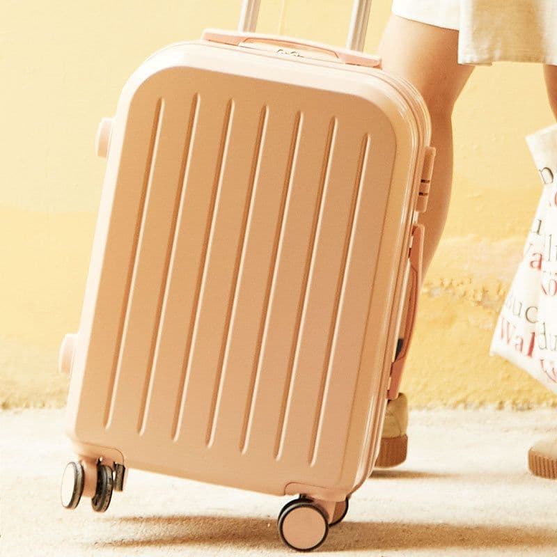image-Luggage Female Student Trolley Case Travel Password Suitcase Male Candy Color Leather Case Suitcase Set