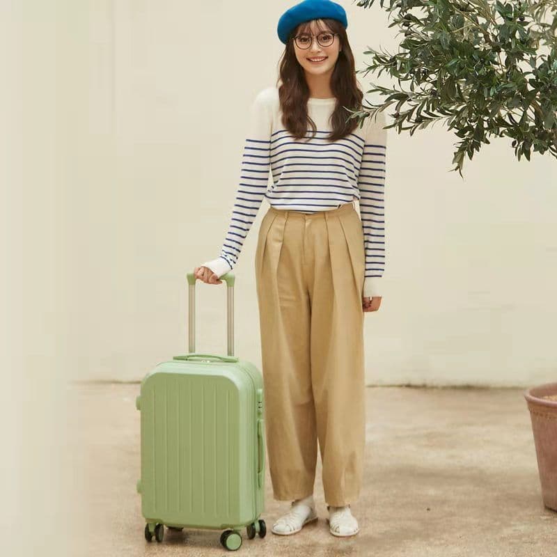 image-Luggage Female Student Trolley Case Travel Password Suitcase Male Candy Color Leather Case Suitcase Set