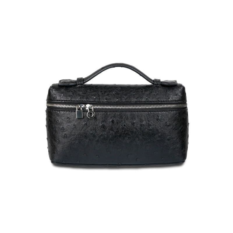 image-Mini Bag Lychee Pattern Handbag Ostrich Grain Small Square Bag Zipper Lunch Box Bag