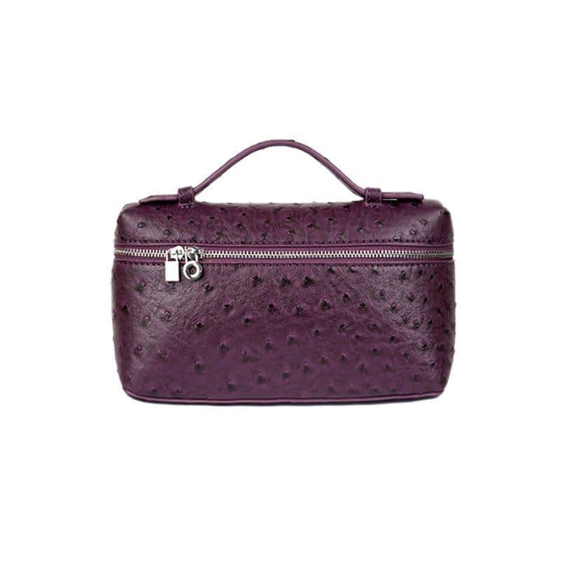 image-Mini Bag Lychee Pattern Handbag Ostrich Grain Small Square Bag Zipper Lunch Box Bag