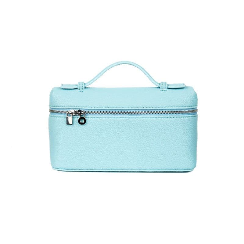 image-Mini Bag Lychee Pattern Handbag Ostrich Grain Small Square Bag Zipper Lunch Box Bag