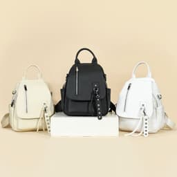 image-Women's Casual Simple Leather Backpack