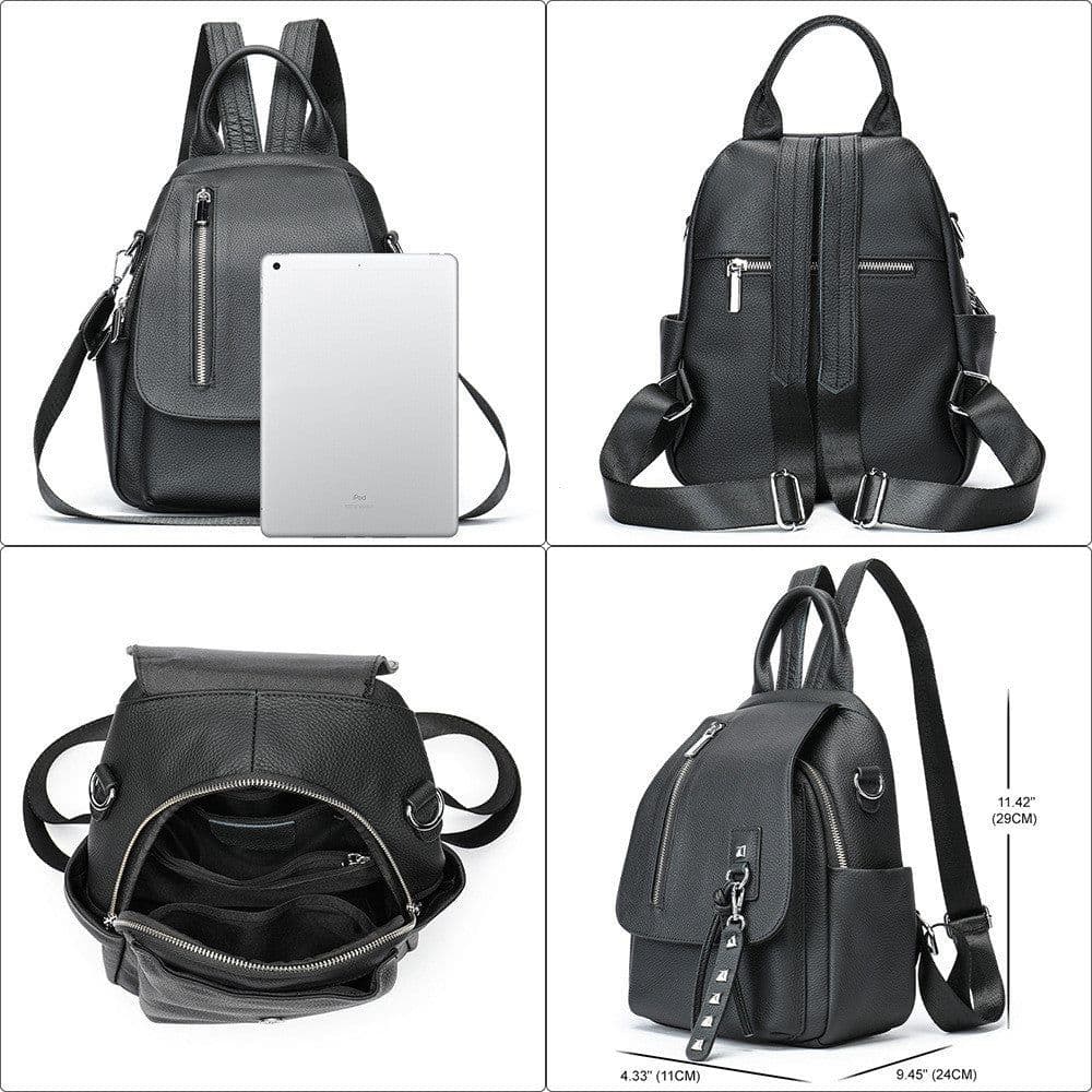image-Women's Casual Simple Leather Backpack