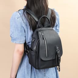 image-Women's Casual Simple Leather Backpack