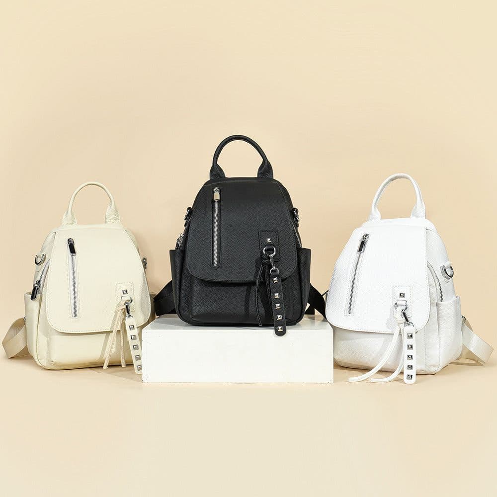 image-Women's Casual Simple Leather Backpack