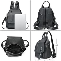 image-Women's Casual Simple Leather Backpack
