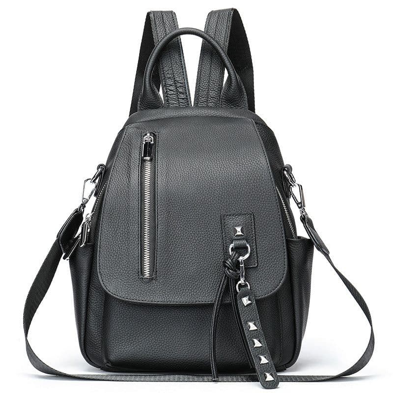 image-Women's Casual Simple Leather Backpack