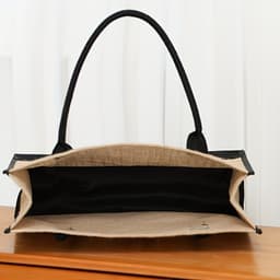 image-Large Capacity Portable Printing Initial Letter Jute Linen Shopping Bag