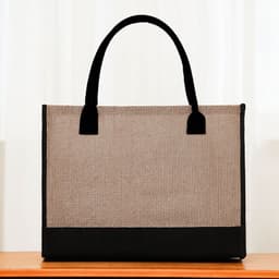 image-Large Capacity Portable Printing Initial Letter Jute Linen Shopping Bag