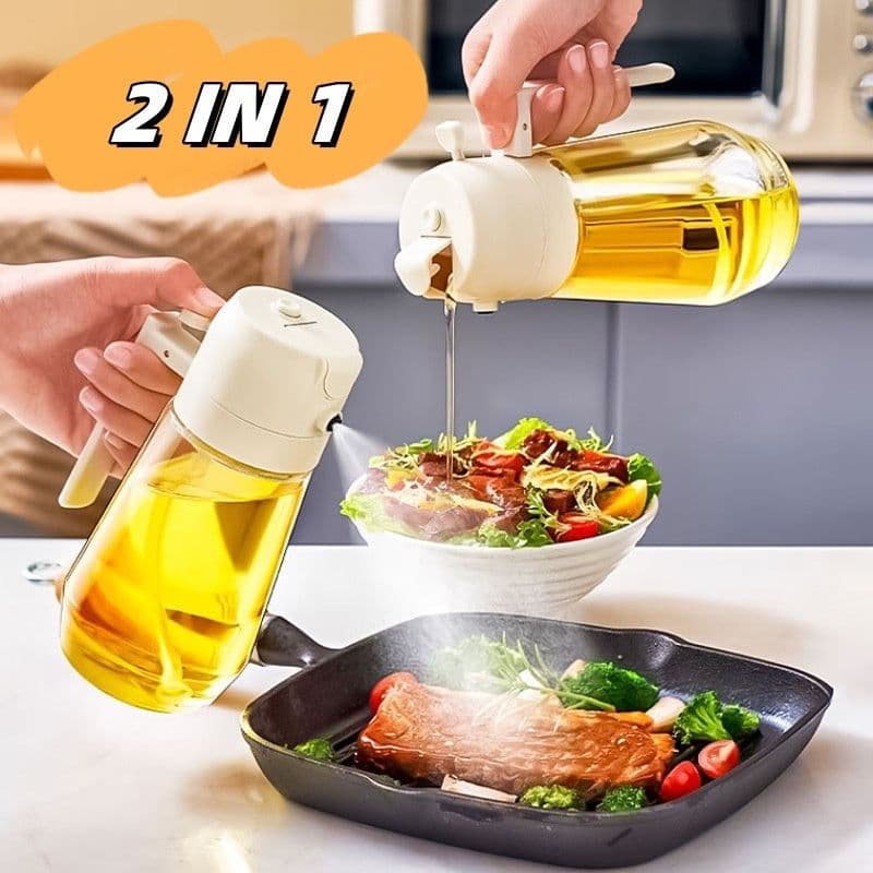 image-470ML Olive Oil Sprayer Dispenser For Cooking BBQ 2 In 1 Glass Oil Vinegar Soy Sauce Spray Kitchen Oil Bottle For Air Fryer